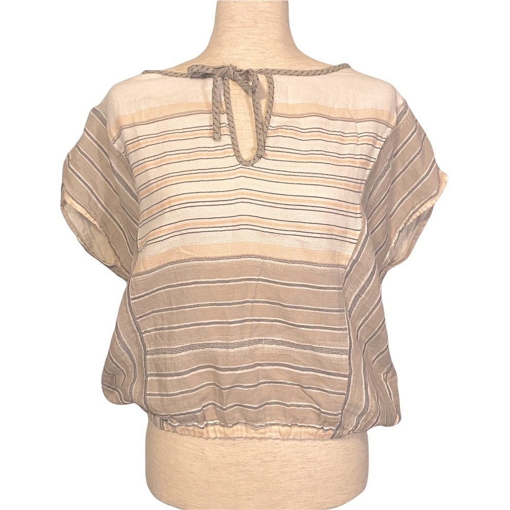 prAna Mistico Organic Cotton Stripe Top Coastal Boho Granola Cottage Resort S